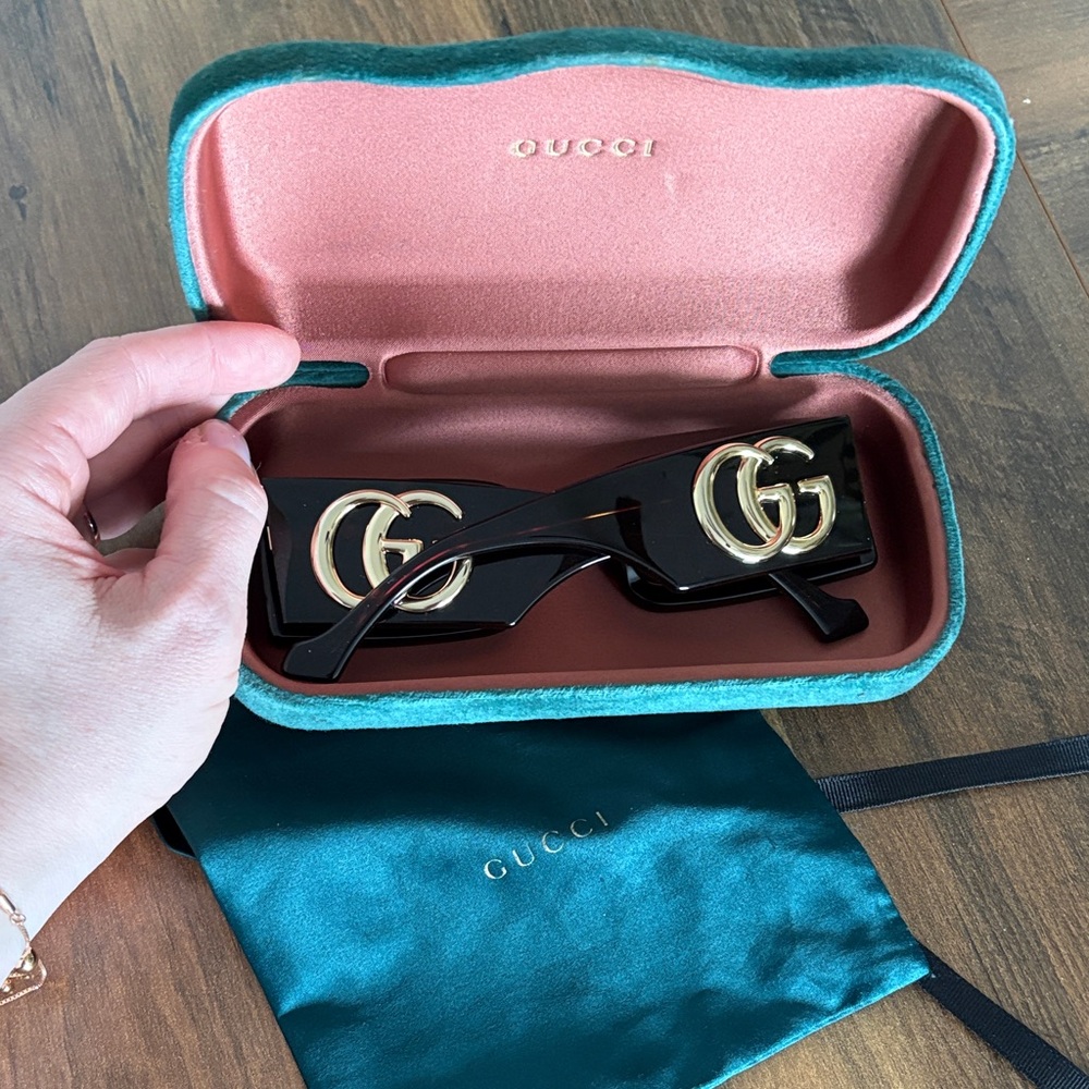 Gucci Black Sunglasses with Gold GG Logo
